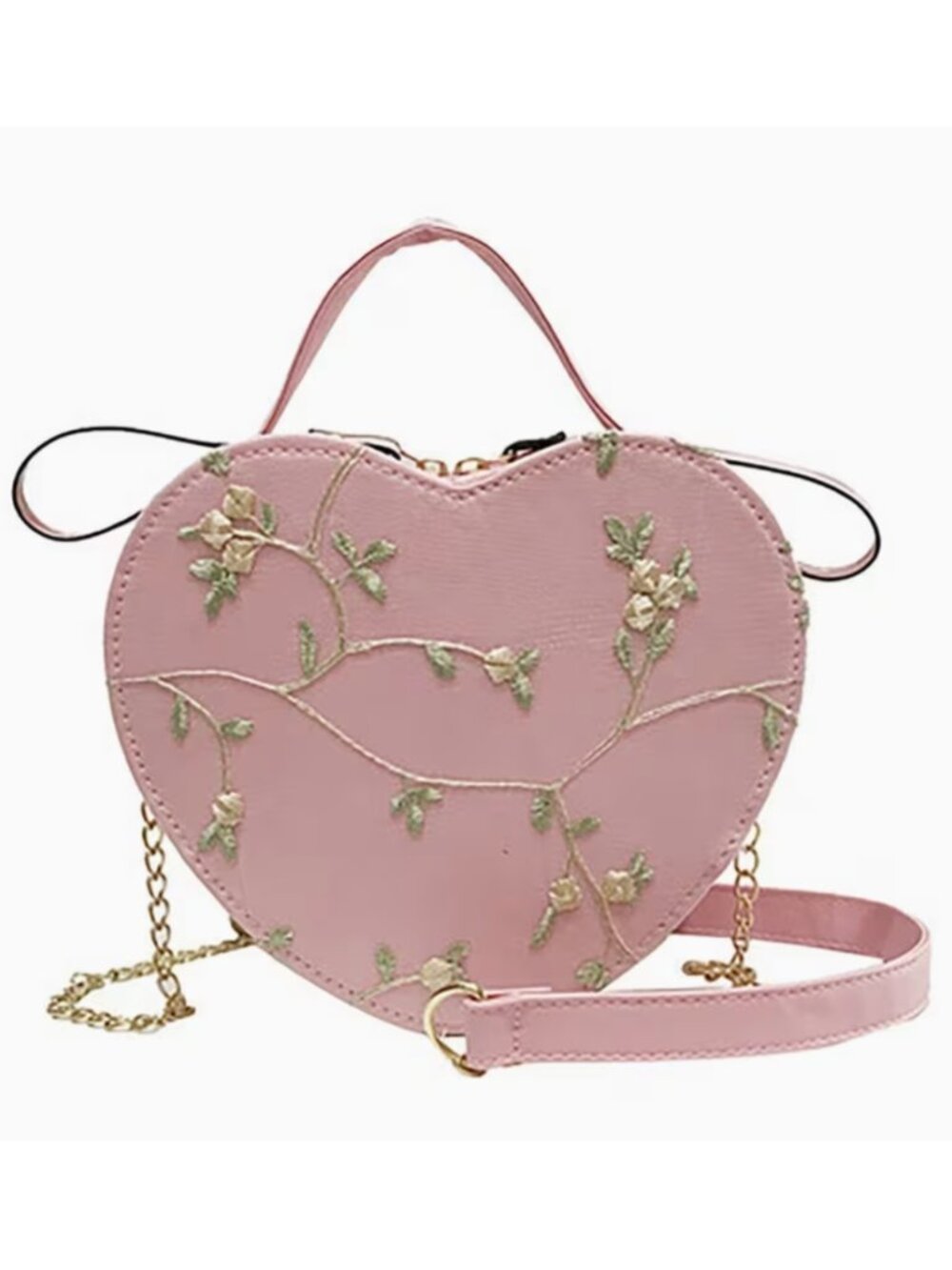 Pink Heart Embroidered Crossbody NWT